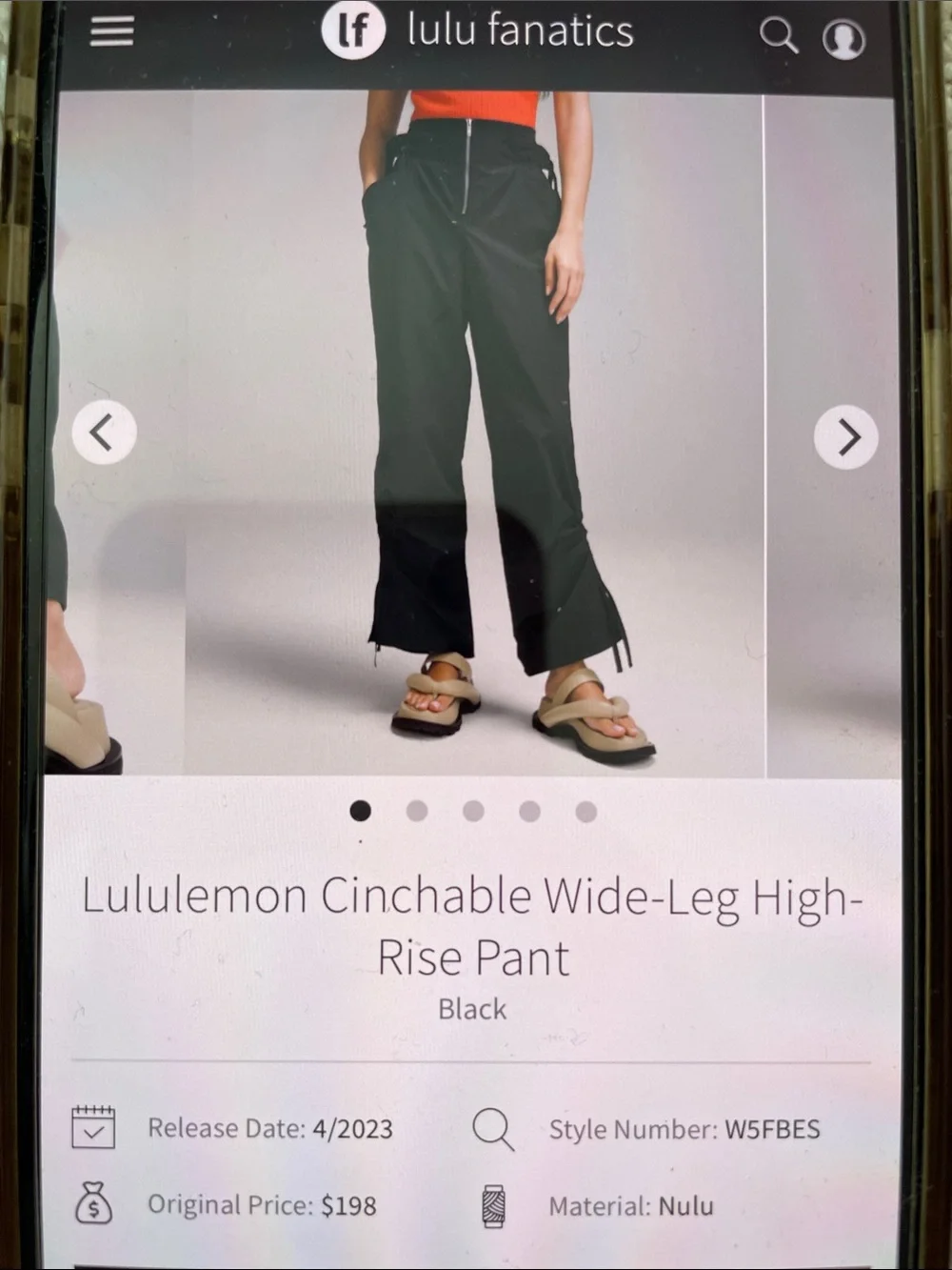 lululemon athletica EUC cinchable wide-leg high rise pant black size 2
